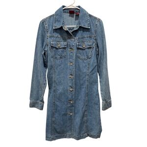 Vintage Y2K 90's GAP Blue Jeans Denim Shirt Dress Button Down Size 6